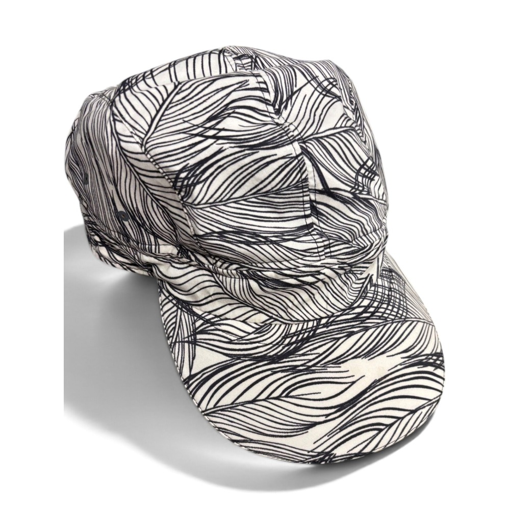 Lululemon Black White Leaf Print 5 Panel Running Hat Adjustable Purple Strap